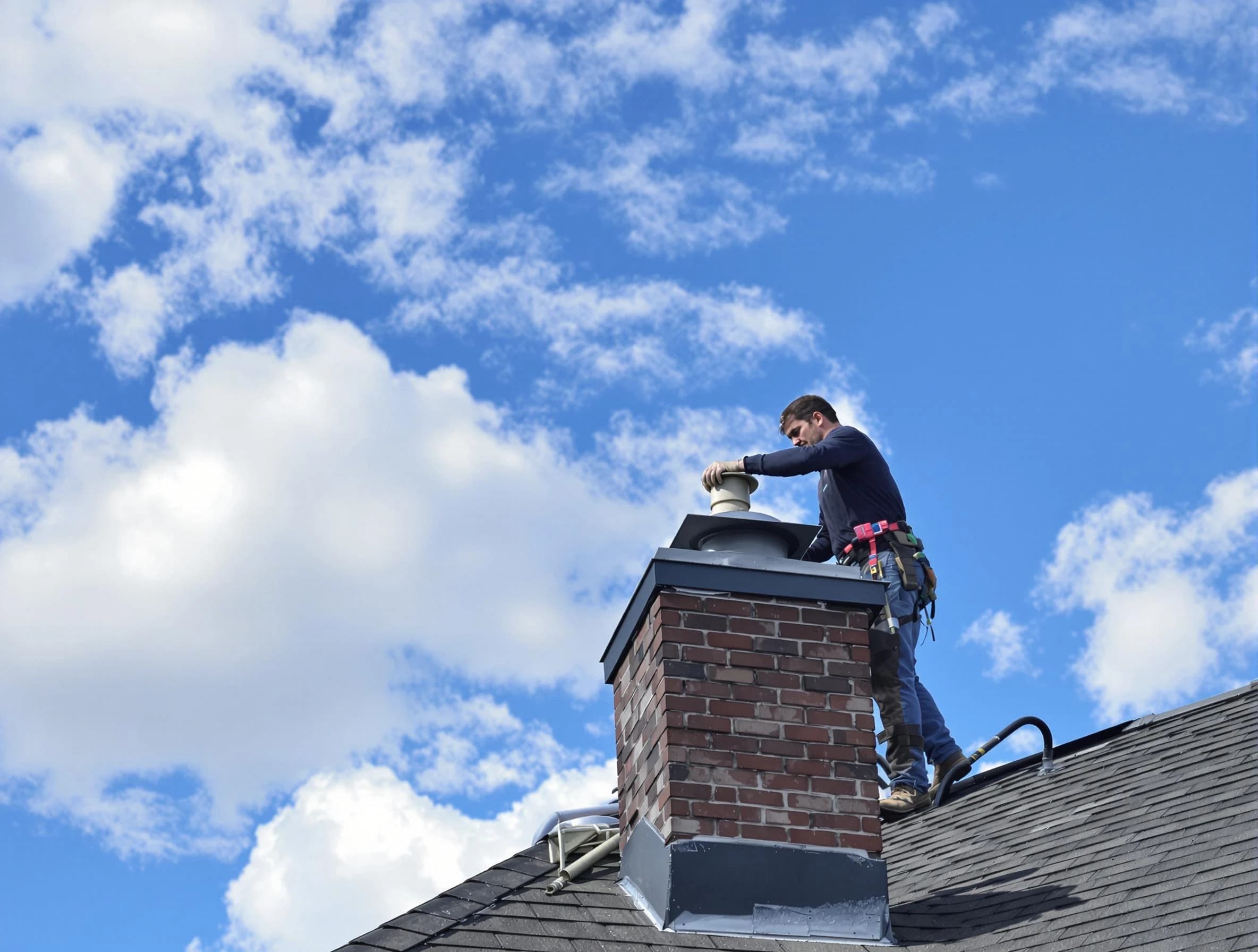 Brockton Chimney Sweep installing a sturdy chimney cap in Brockton, MA