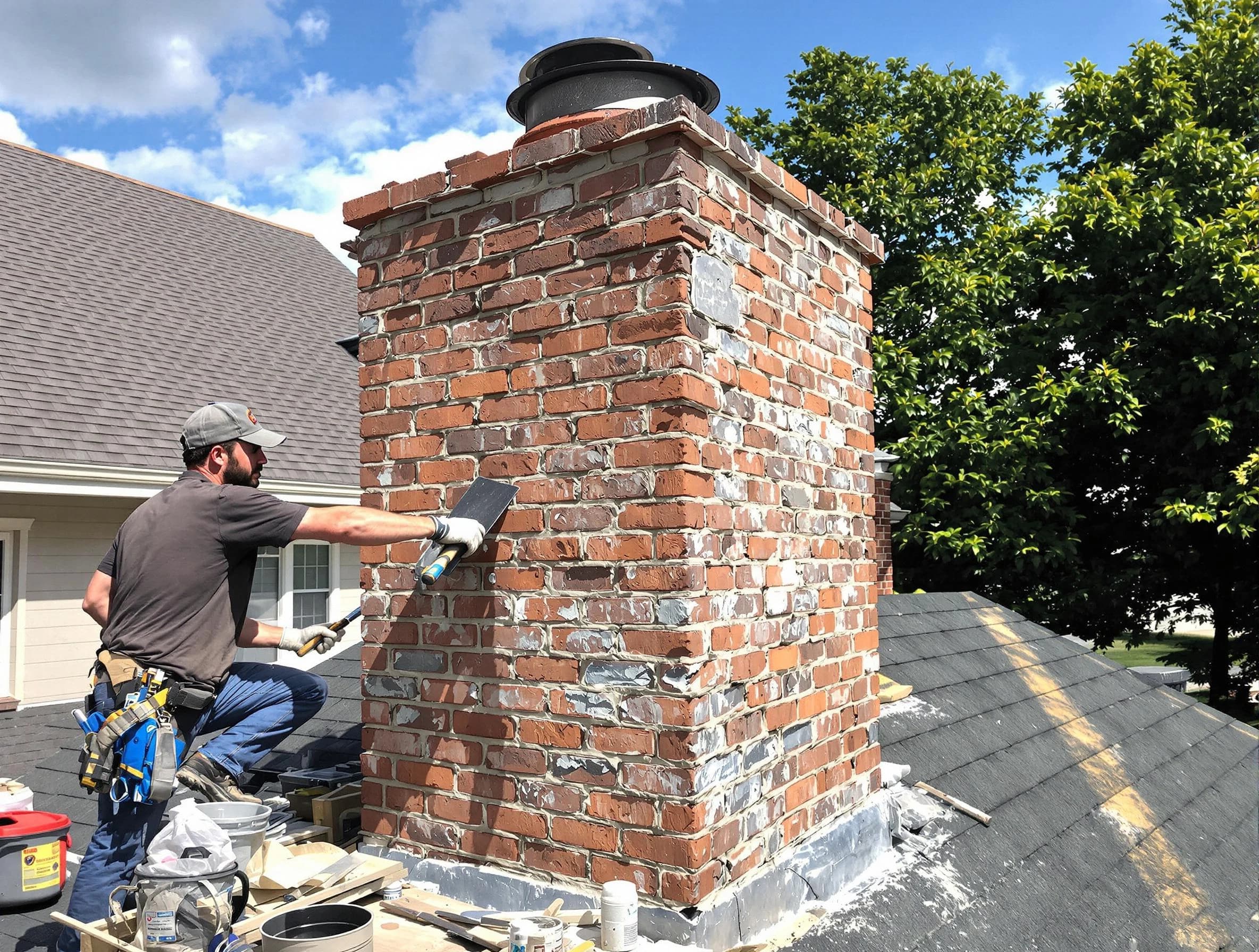 Completed chimney rebuild by Brockton Chimney Sweep in Brockton, MA