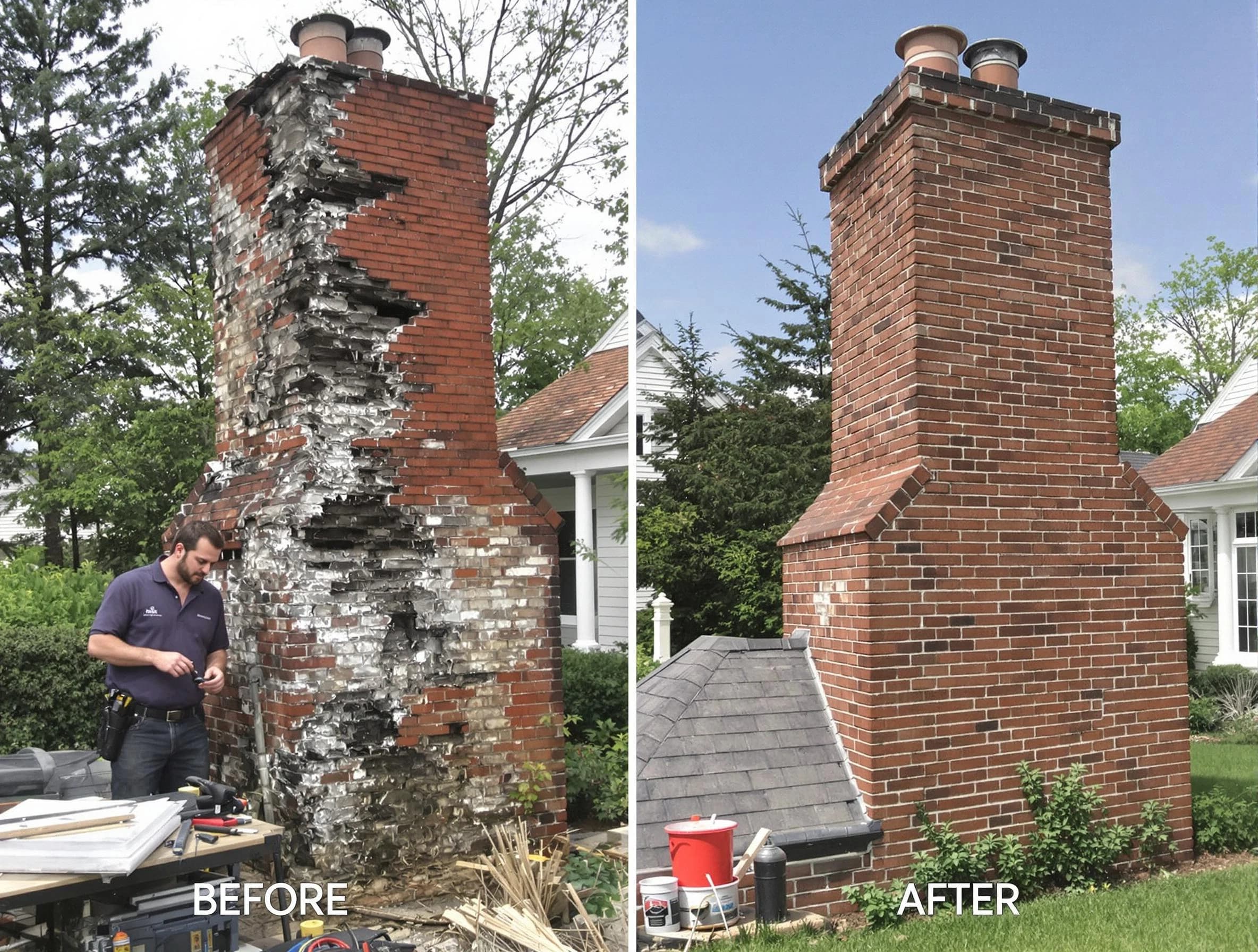 Brockton Chimney Sweep performing a full chimney restoration in Brockton, MA