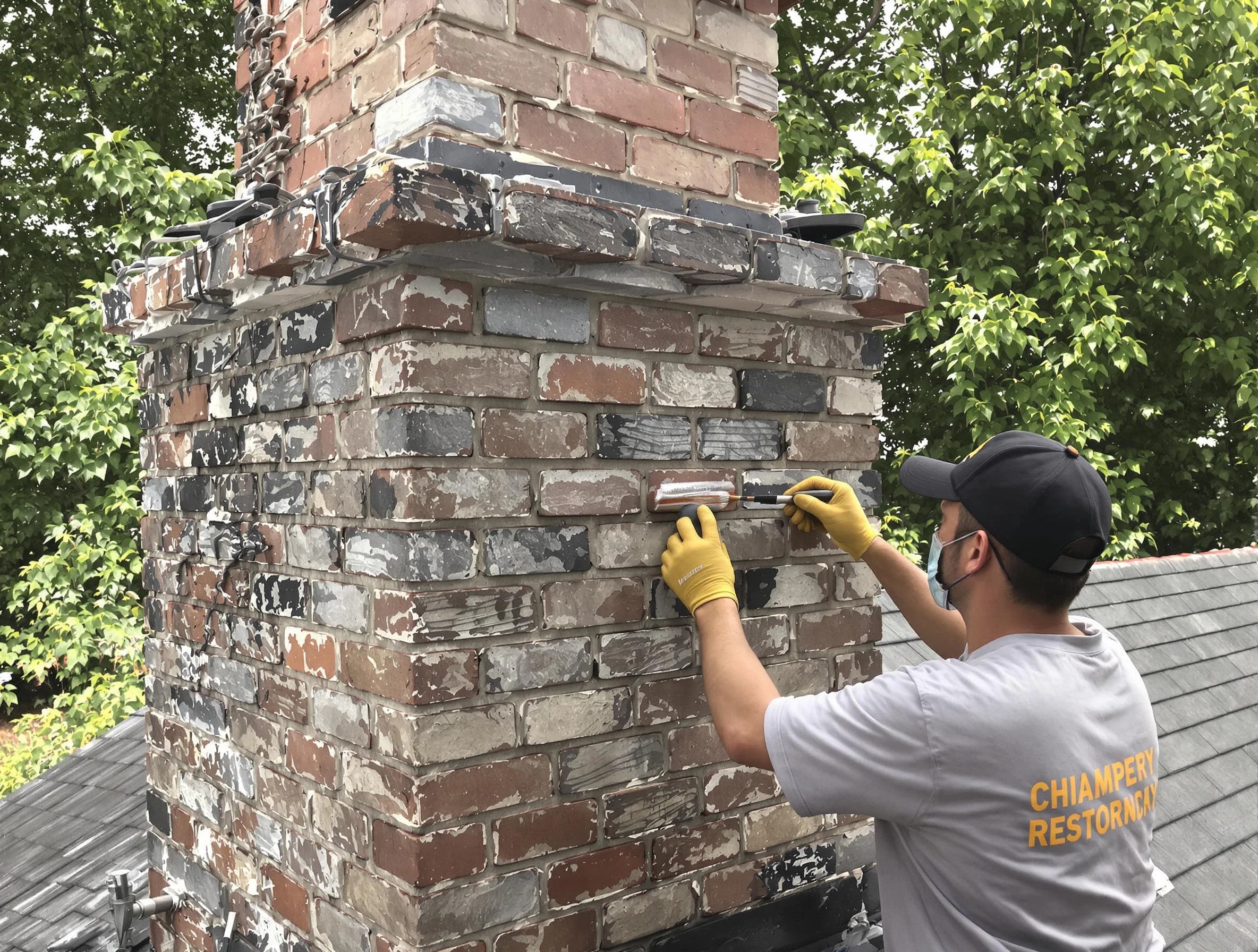 In-progress chimney restoration by Brockton Chimney Sweep in Brockton, MA